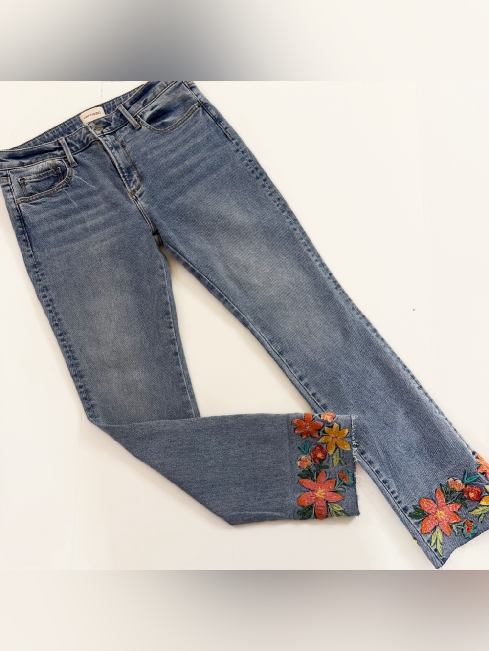 Sundance Driftwood Jeans Womens 29 Colette Floral Embroidered Straight
